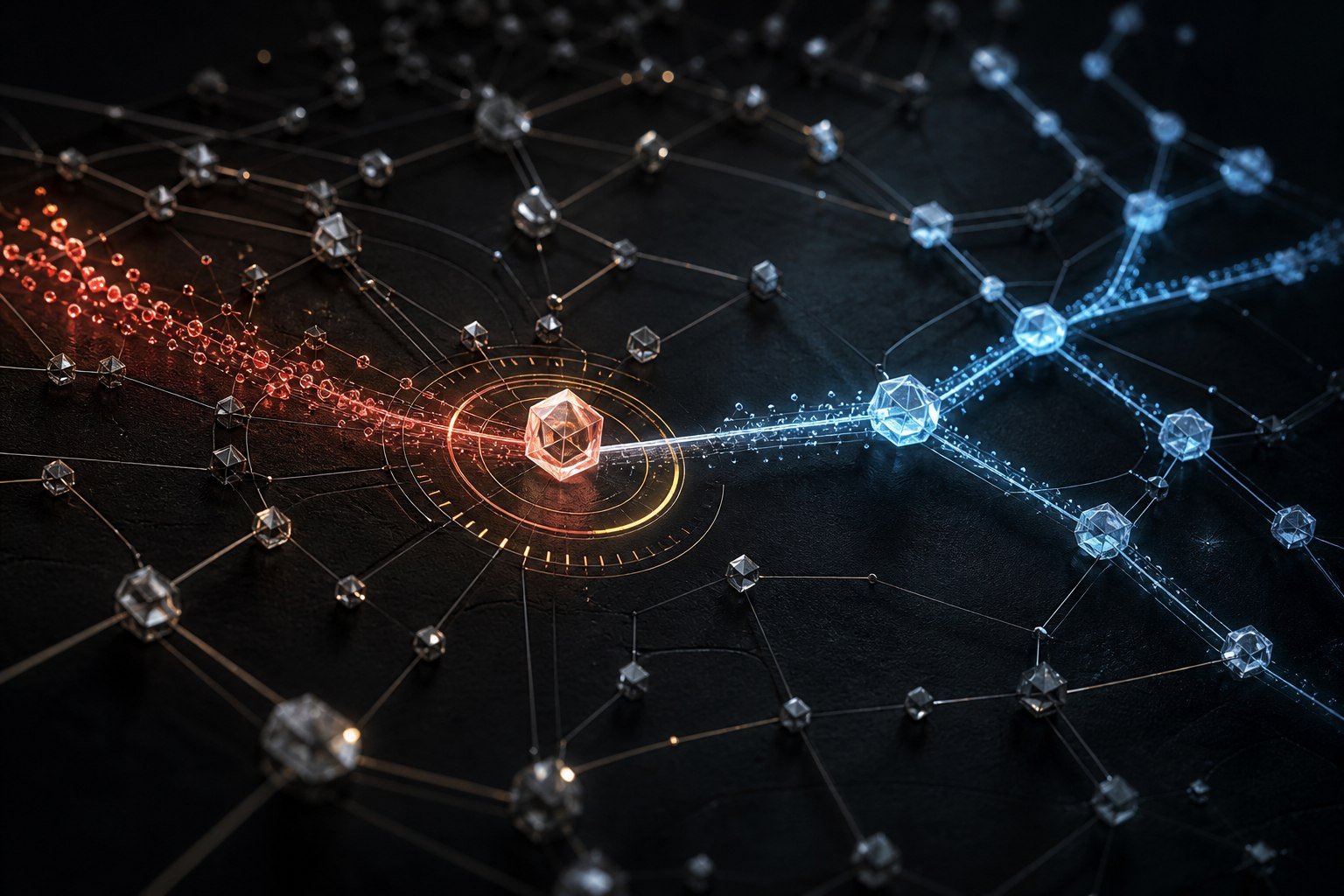 A monitored blockchain transaction crossing a threshold and triggering a verified response path.